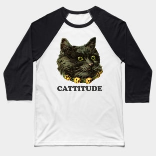 Cattitude Bad-Ass Kitty Baseball T-Shirt